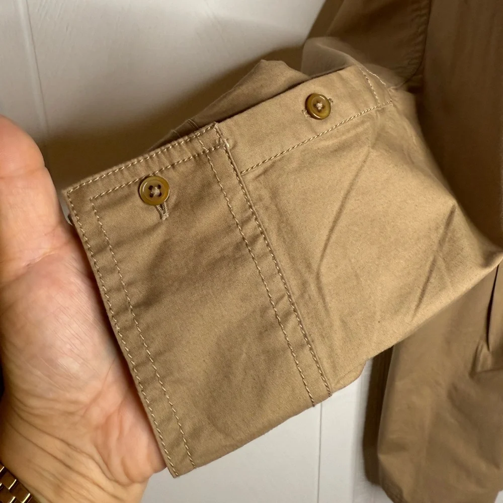 Pilcro Pintuck Mini Shirt Dress Pleated Tan Women's 1X Anthropologie Plus NWOT - Picture 7 of 16